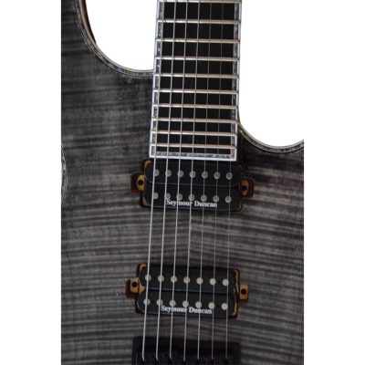 Custom Onyx Regius Gray Burst Flamed Maple Top 7 String Guitar - Image 7