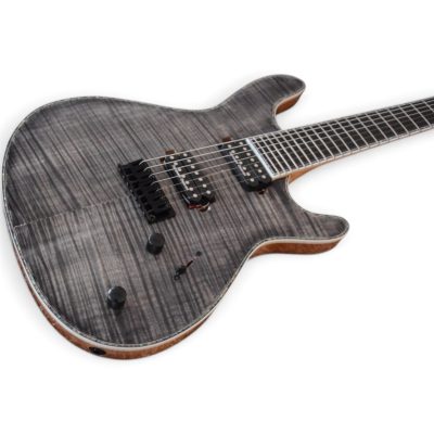 Custom Onyx Regius Gray Burst Flamed Maple Top 7 String Guitar - Image 4