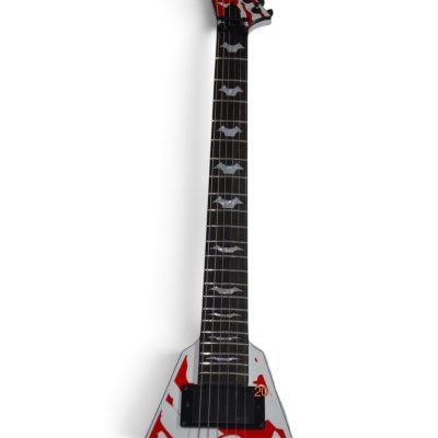 Custom Obsidian Flying V Padge White Red Blood Graphic Floyd Rose Tremolo Guitar - Image 7