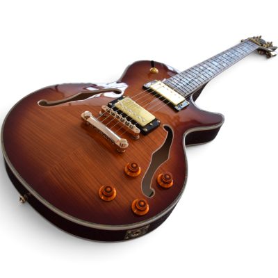 Custom Crown Supreme Bonamassa Brownburst Flamed Maple Top Fhole Electric Guitar - Image 9
