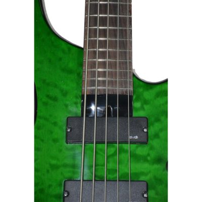 Custom Vanta Transparent Green Quilted Quantum Graphite Phil Modul 5 String Bass - Image 5