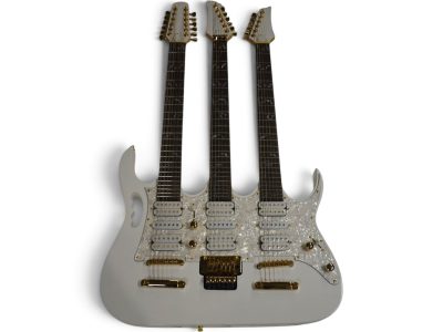 Custom Axis Steve Triple Neck White Jem 12 and 6 and 6 String Guitar Rosewood Fretboard - Image 2