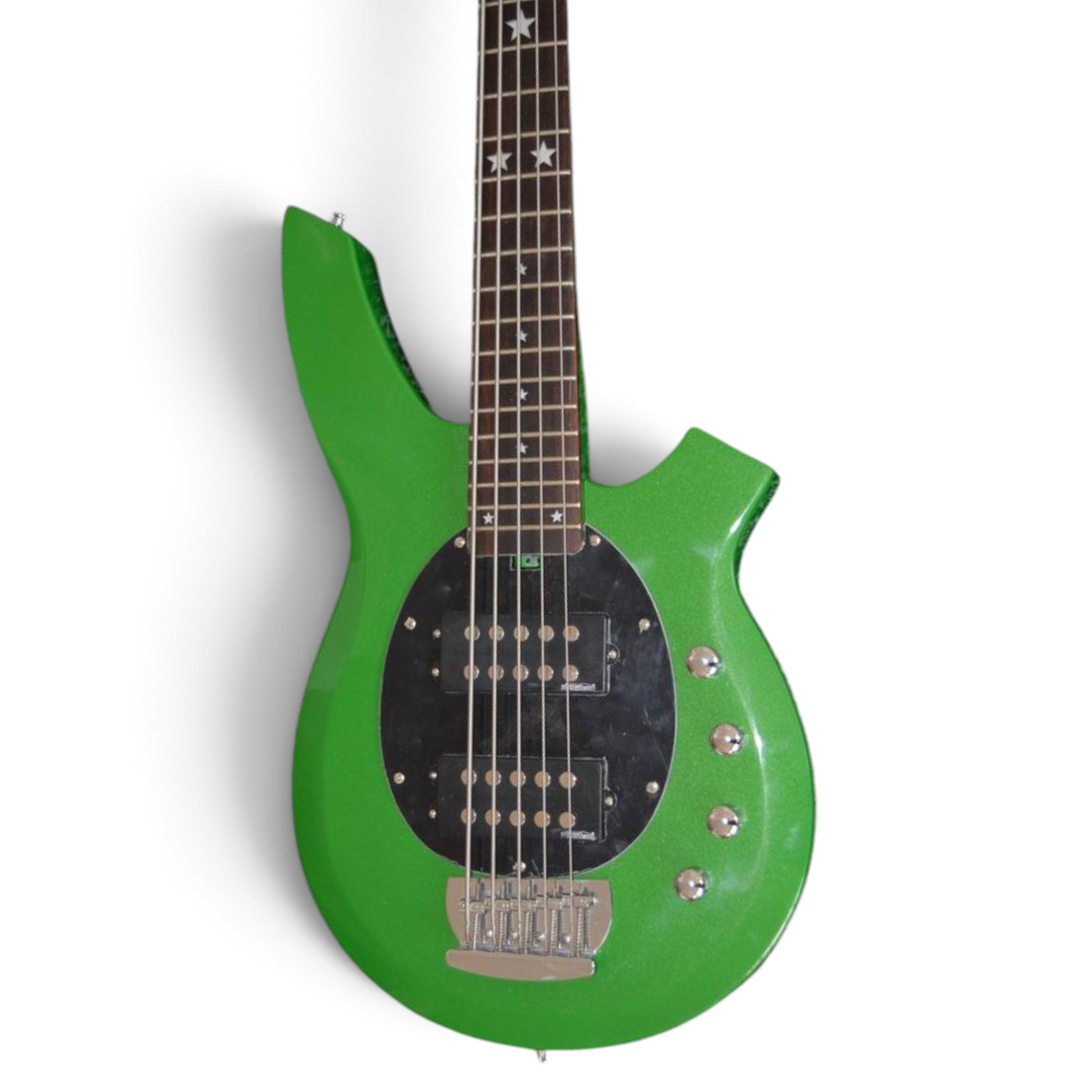 Custom Aether Bongo Green 5 String Bass Active Pickups Star Inlays