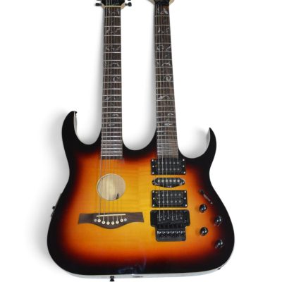 Custom Axis Steve Double Neck Tobacco Burst Jem 6 and 12 String Acoustic Guitar Tree Of Life Inlay