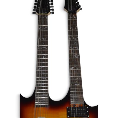 Custom Axis Steve Double Neck Tobacco Burst Jem 6 and 12 String Acoustic Guitar Tree Of Life Inlay - Image 4