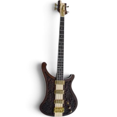 Custom Nova Lemmy Kilmister 4004 Walnut Engrave Carved 4 String Bass - Image 3