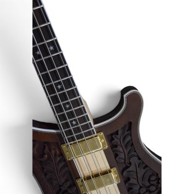 Custom Nova Lemmy Kilmister 4004 Walnut Engrave Carved 4 String Bass - Image 5