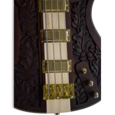 Custom Nova Lemmy Kilmister 4004 Walnut Engrave Carved 4 String Bass - Image 7