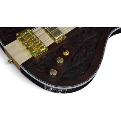 Custom Nova Lemmy Kilmister 4004 Walnut Engrave Carved 4 String Bass - Image 2