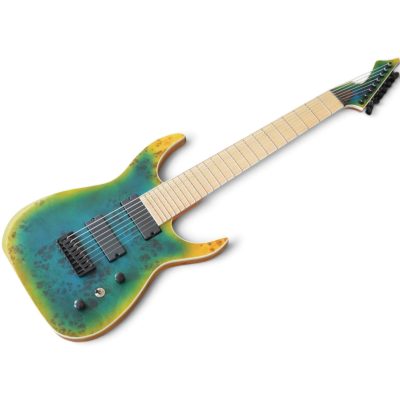 Custom Topaz Black Machine Birdseye Blue Burst Finish 8 String Electric Guitar - Image 3
