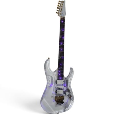 Custom Axis Plexiglass Acrylic Lucite Purple Violet LED Tremolo Guitar Jem Tree Of Life Inlay Rosewood Fretboard - Image 6