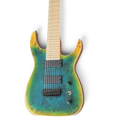 Custom Topaz Black Machine Birdseye Blue Burst Finish 8 String Electric Guitar