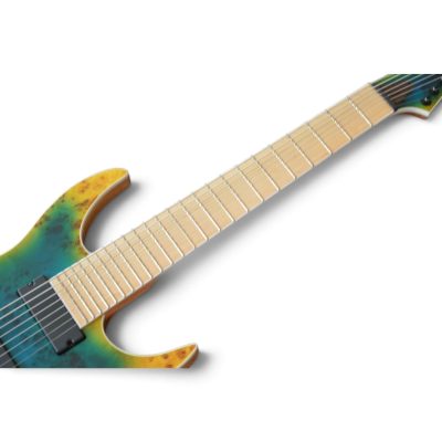 Custom Topaz Black Machine Birdseye Blue Burst Finish 8 String Electric Guitar - Image 5