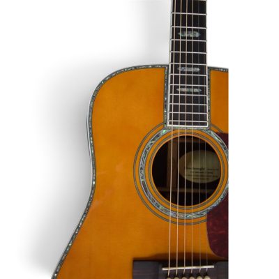 Custom Vertex Amber Solid Spruce Top Acoustic Electric Guitar D45 Fishman EQ - Image 2