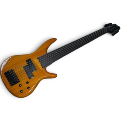 Custom Tornado Natural Finish 7 String Fretless Bass Humbucker Soapbar Pickups No Inlays - Image 5