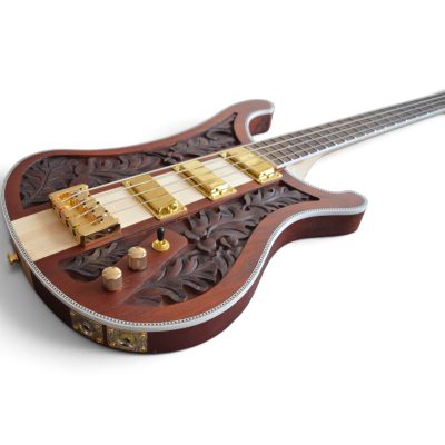 Custom Nova Lemmy Kilmister 4004 Walnut Stain Finish Engrave Carved 4 String Bass - Image 3