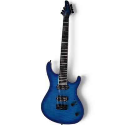 Custom Onyx Regius Blue Flamed Maple Top 7 String Guitar - Image 9