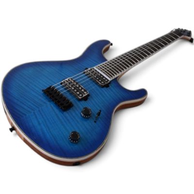 Custom Onyx Regius Blue Flamed Maple Top 7 String Guitar - Image 2