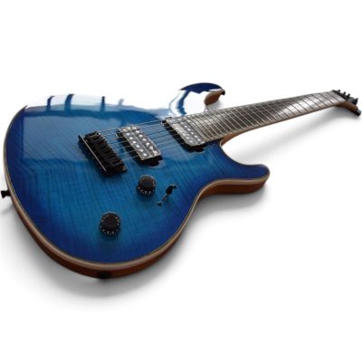 Custom Onyx Regius Blue Flamed Maple Top 7 String Guitar - Image 4