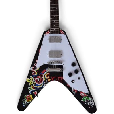Custom Crown Jimi Hendrix Flying V Psychedelic Hand Painted Graphics Guitar