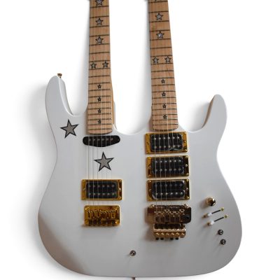 Custom Cinder Richie Sambora Double Neck Jersey Star 6 and 6 String White Guitar