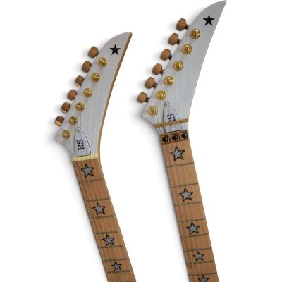 Custom Cinder Richie Sambora Double Neck Jersey Star 6 and 6 String White Guitar - Image 6