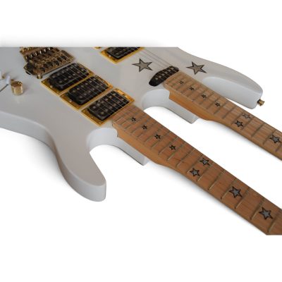 Custom Cinder Richie Sambora Double Neck Jersey Star 6 and 6 String White Guitar - Image 7