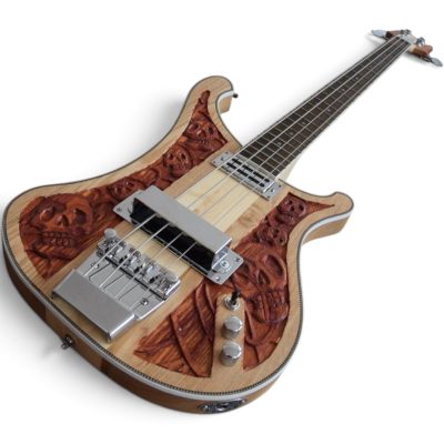 Custom Nova 4003 Naturalglo Lemmy Kilmister Finish 4 String Bass Skull Bones Carved - Image 5