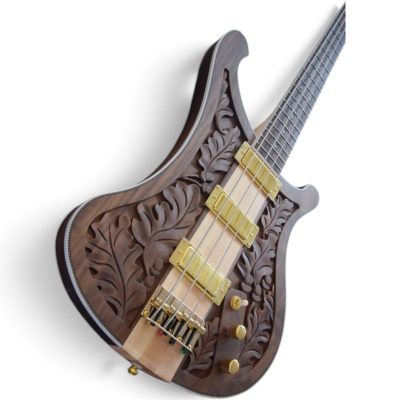 Custom Nova Lemmy Kilmister 4003 Walnut Hand Engrave Carved Oak Leaf 4 String Bass - Image 5