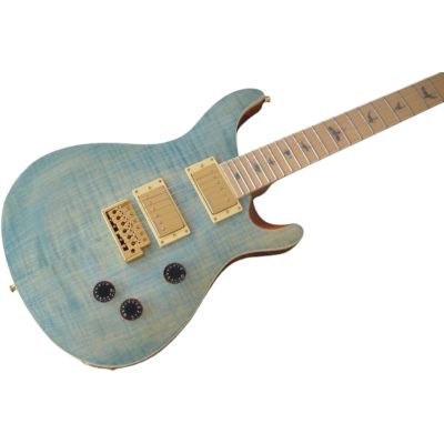 Custom Monarch Santana Teal Flamed Maple Top Pink Headstock Guitar - Image 9