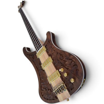 Custom Nova Lemmy Kilmister 4003 Walnut Hand Engrave Carved Oak Leaf 4 String Bass - Image 9