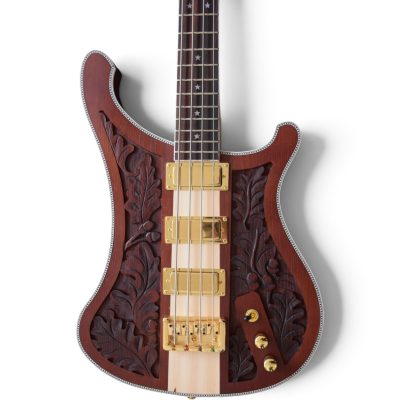 Custom Nova Lemmy Kilmister 4004 Walnut Stain Engrave Carved 4 String Bass