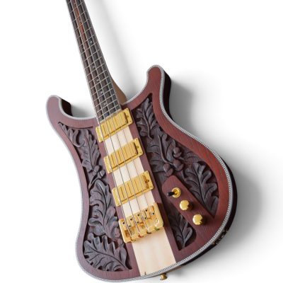 Custom Nova Lemmy Kilmister 4004 Walnut Stain Engrave Carved 4 String Bass - Image 6