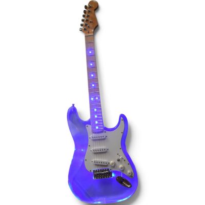 Custom Regent Plexiglass Acrylic Lucite Integrated Blue LED Illumination Guitar - Image 3