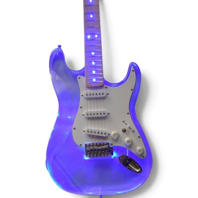 Custom Regent Plexiglass Acrylic Lucite Integrated Blue LED Illumination Guitar - Image 5