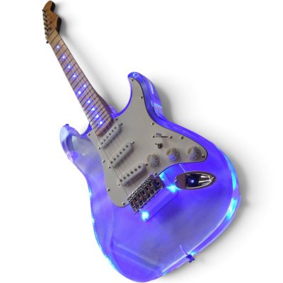 Custom Regent Plexiglass Acrylic Lucite Integrated Blue LED Illumination Guitar - Image 7