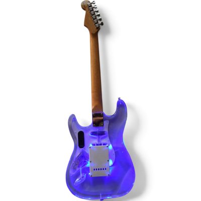 Custom Regent Plexiglass Acrylic Lucite Integrated Blue LED Illumination Guitar - Image 8