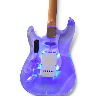 Custom Regent Plexiglass Acrylic Lucite Integrated Blue LED Illumination Guitar - Image 9