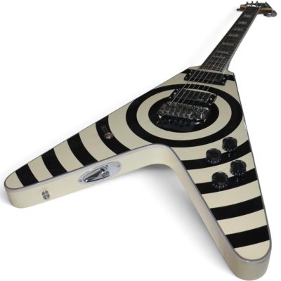 Custom Crown Bullseye Zakk Wylde Bullseye Classic Cream Floyd  Rose Tremolo Flying V Guitar - Image 6