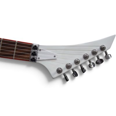 Custom Race Flying V Schenker Randy White Red Stripe Electric Guitar Floyd Rose Tremolo - Image 3
