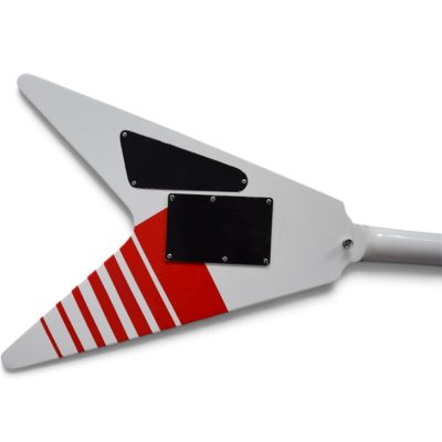 Custom Race Flying V Schenker Randy White Red Stripe Electric Guitar Floyd Rose Tremolo - Image 13