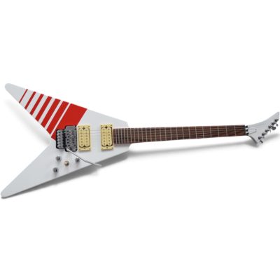 Custom Race Flying V Schenker Randy White Red Stripe Electric Guitar Floyd Rose Tremolo - Image 14
