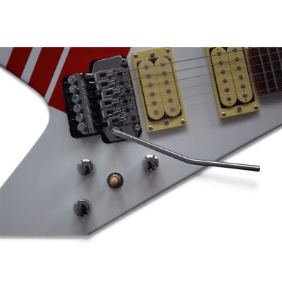 Custom Race Flying V Schenker Randy White Red Stripe Electric Guitar Floyd Rose Tremolo - Image 15
