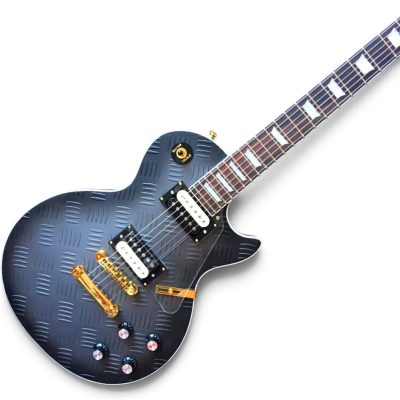 Custom Crown Standard Hetfield Textured Matte Black Diamond Plate Electric Guitar - Image 2