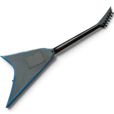 Custom Obsidian Flying V Alexi Laiho Gloss Black Blue Bevel Floyd Rose Tremolo Guitar - Image 2