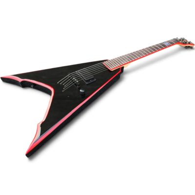 Custom Titan Gloss Black Bevel Red Mike Derks Jaw V Electric Guitar - Image 2