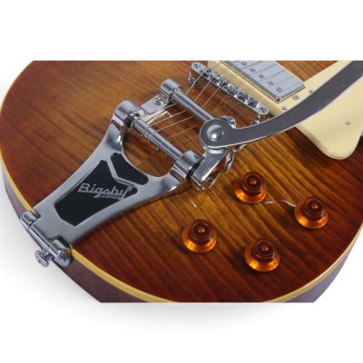 Custom Crown Iced Tea Burst Flamed Maple Top Bigsby Vibrato Tailpiece Electric Guitar - Image 3