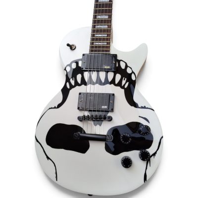 Custom Crown White Matt Heafy Skull Bone Jaw Electric Guitar