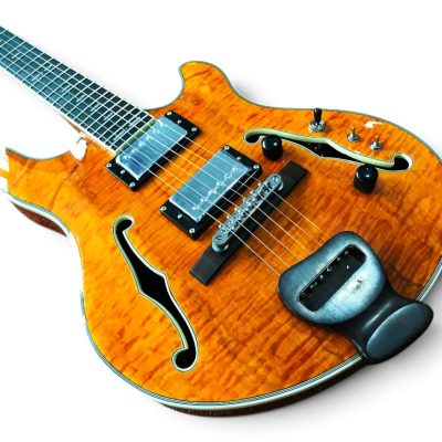 Custom Vesper Languedoc Region PL G2 Amber Burl Flamed Maple Top Electric Guitar - Image 4