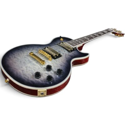 Custom Crown Black Gray Burst Quilted Maple Top Flamed Maple Back Electric Guitar - Image 4